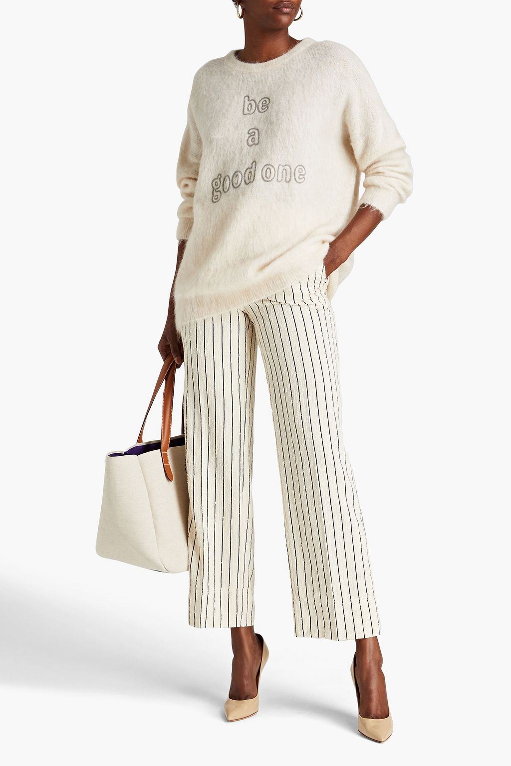 BRUNELLO CUCINELLI Bead-embellished brushed knitted sweater