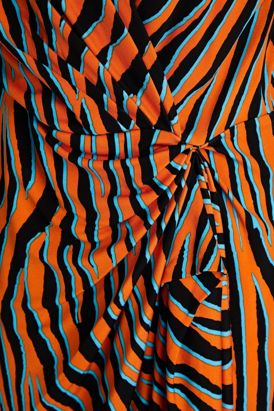 Shop Diane Von Furstenberg Toronto Wrap-effect Zebra-print Jersey Mini Dress In Orange