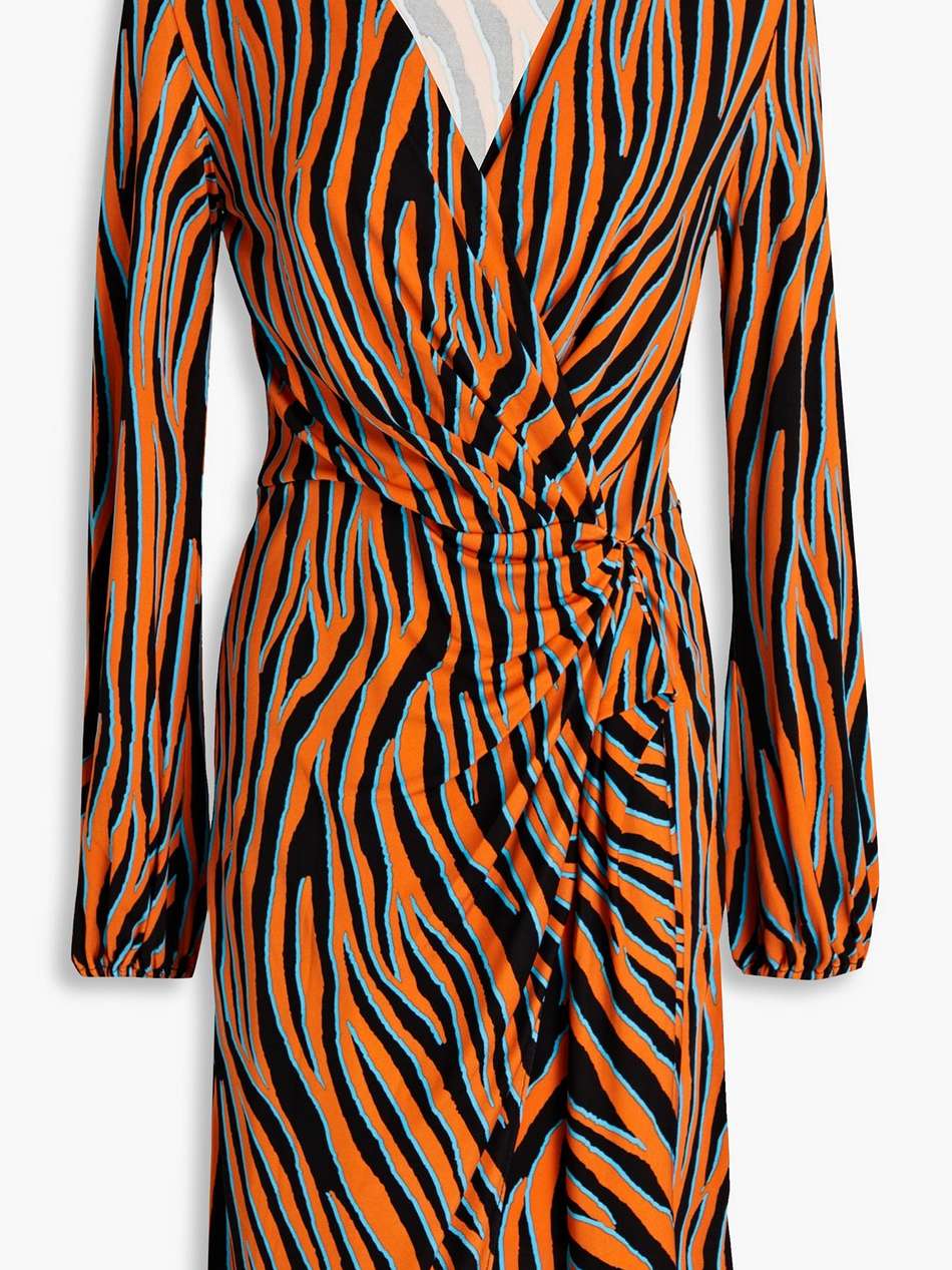 toronto wrap-effect zebra-print jersey mini dress