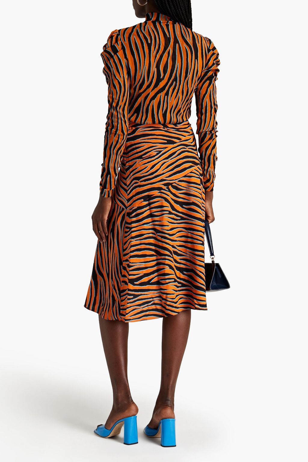 DIANE VON FURSTENBERG 지브라 프린트 크레이프 드 신 스커트