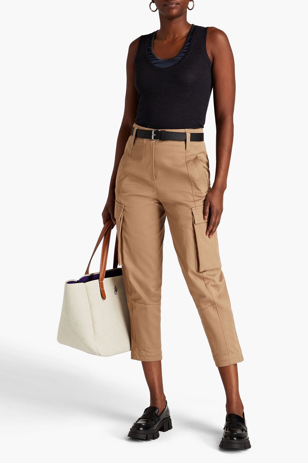 BRUNELLO CUCINELLI Mélange satin-trimmed wool-blend tank