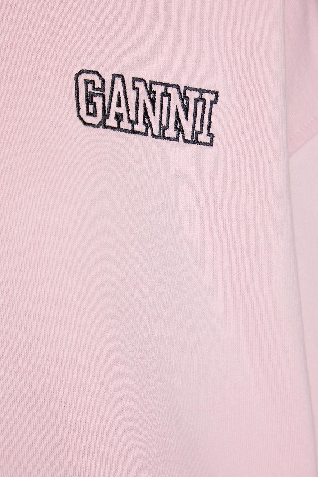 GANNI Embroidered cotton-blend fleece hoodie
