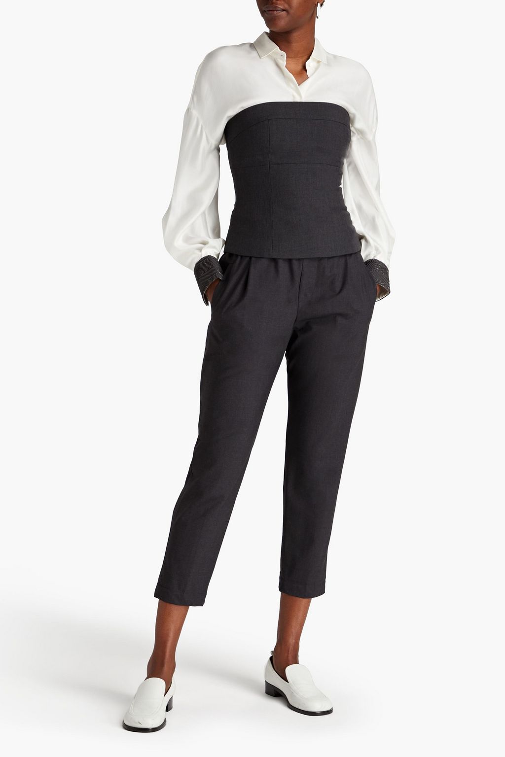 BRUNELLO CUCINELLI Strapless wool-twill top