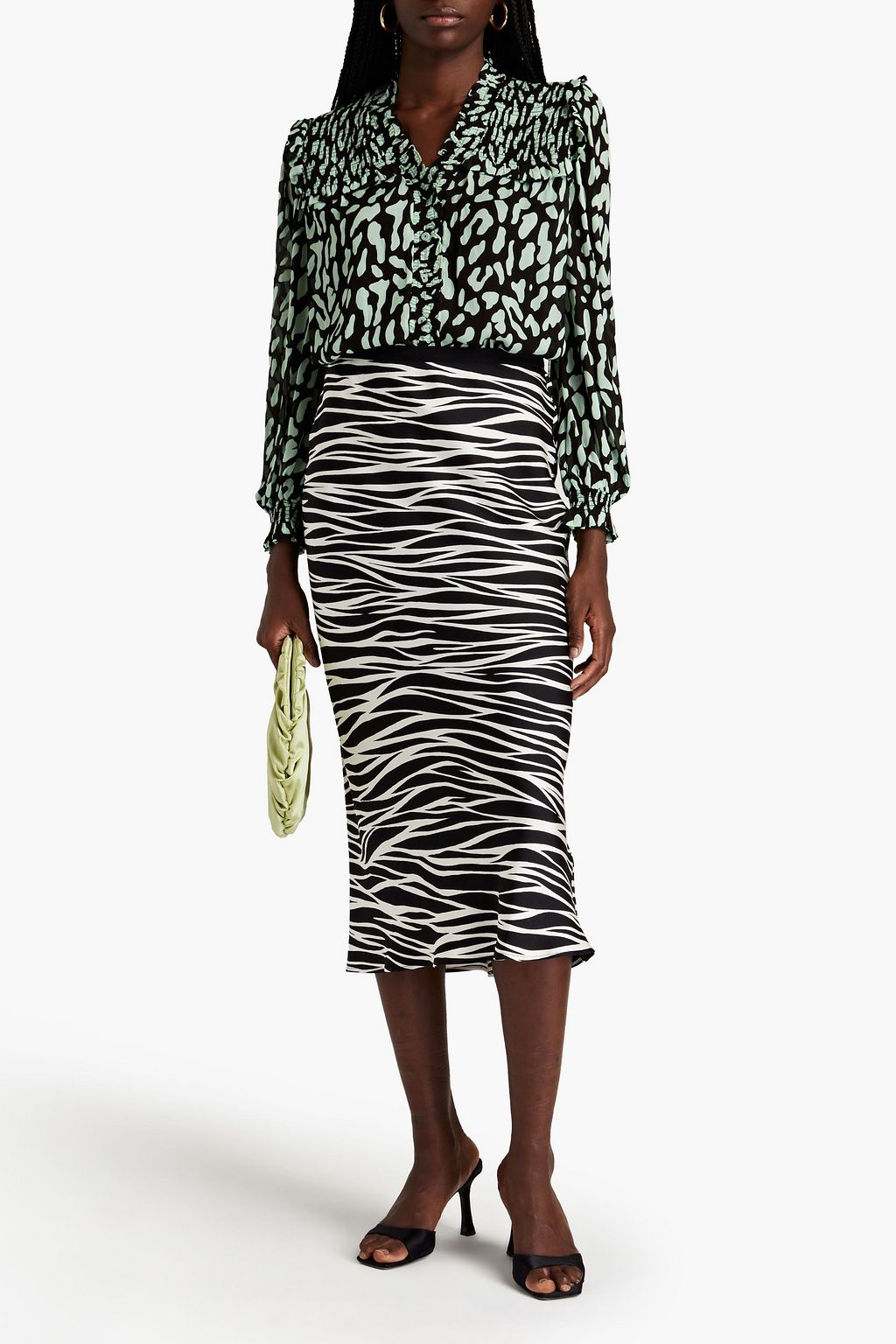 DIANE VON FURSTENBERG Gian Carlo shirred leopard-print georgette blouse