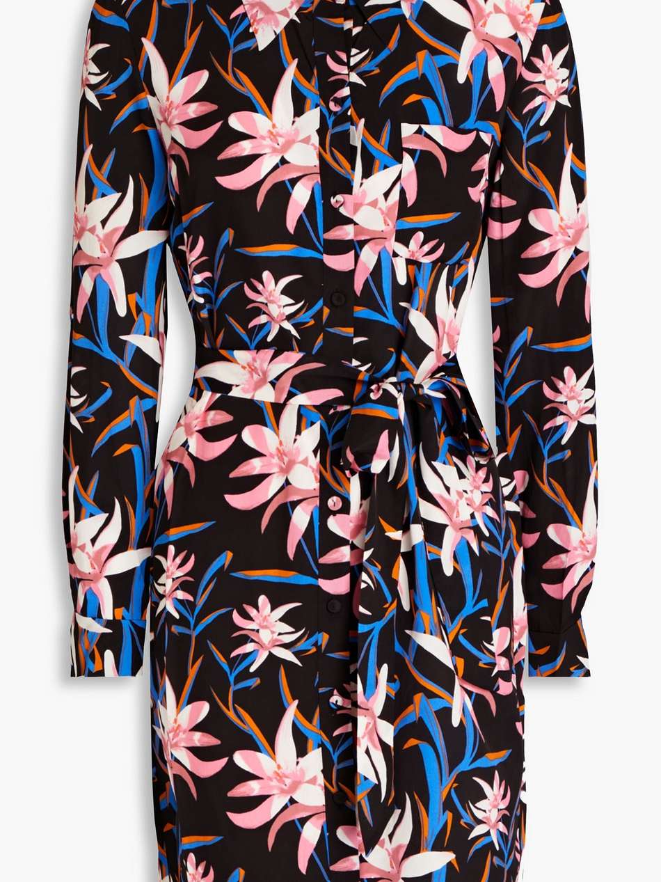 prita floral-print crepe de chine shirt dress