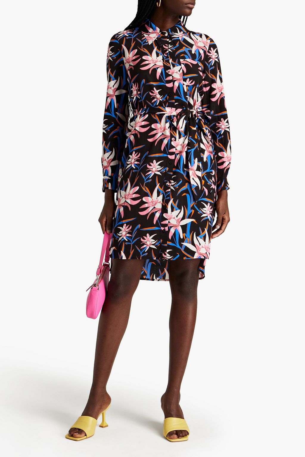 DIANE VON FURSTENBERG Prita floral-print crepe de chine shirt dress ...