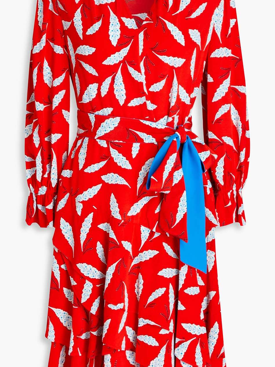 delucca ruffled floral-print crepe de chine dress