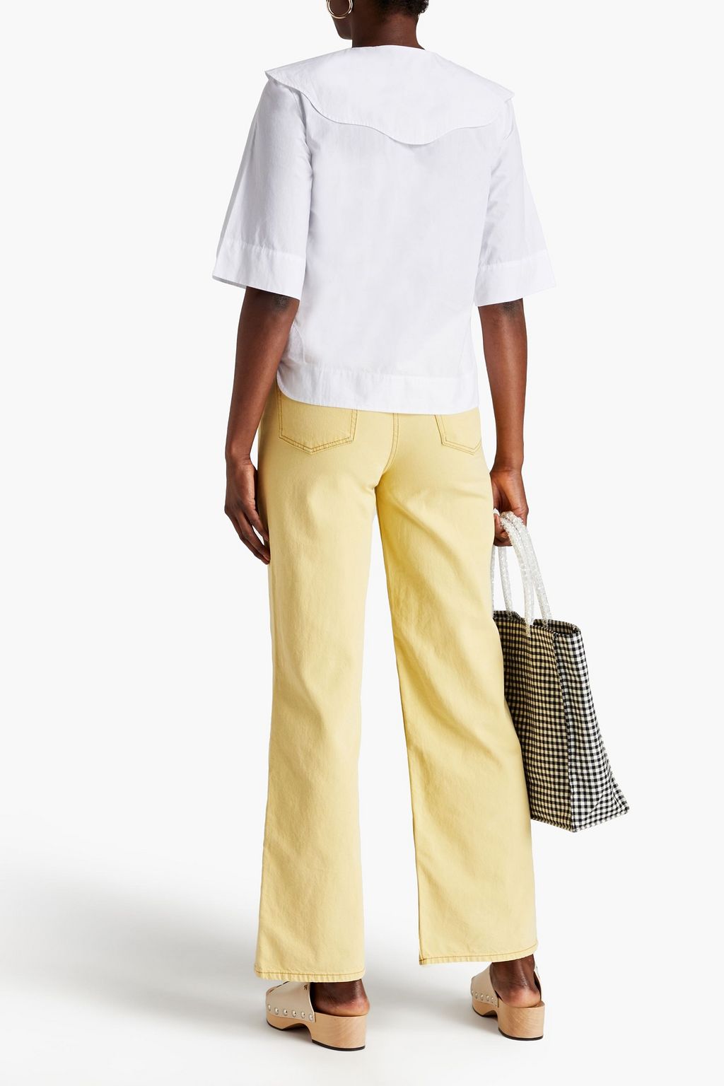 GANNI Scalloped cotton-poplin shirt
