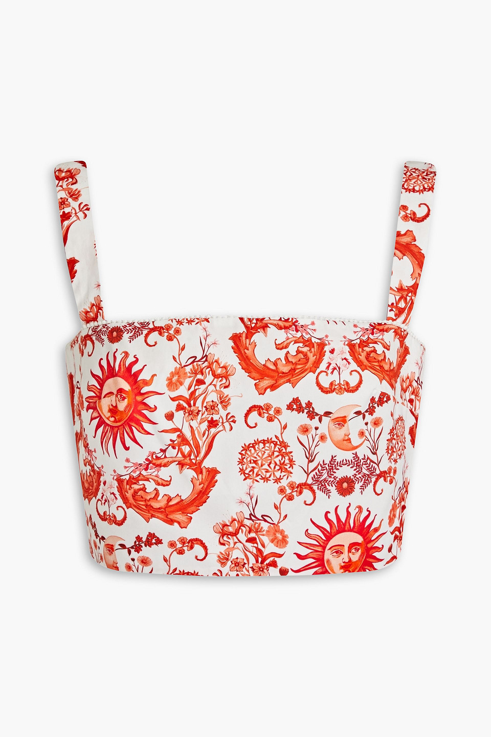 Borgo De Nor Didi Square-neck Cotton-poplin Crop Top In Tomato Red