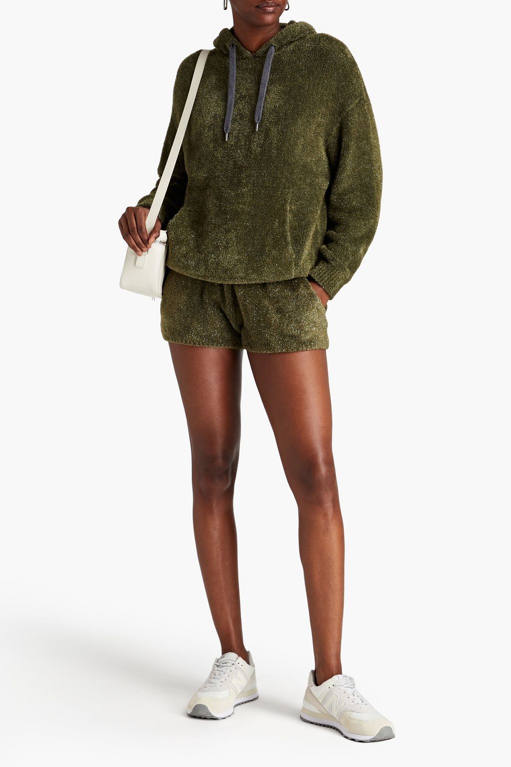 BRUNELLO CUCINELLI شورت صوفي بلون ميتاليك