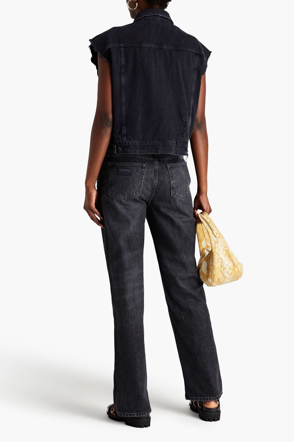GANNI Faded high-rise straight-leg jeans