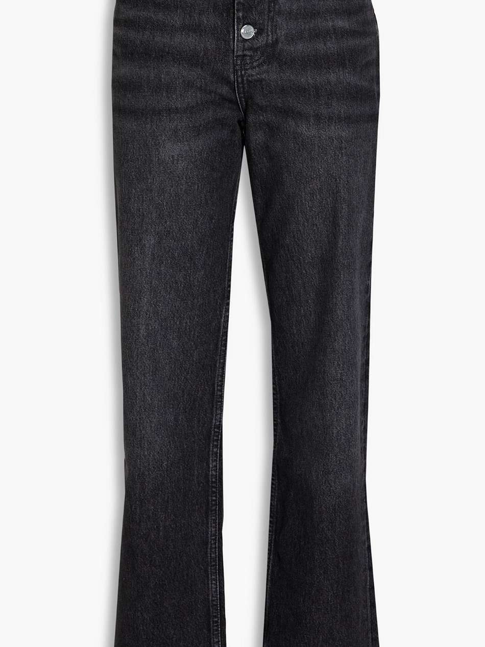 faded high-rise straight-leg jeans
