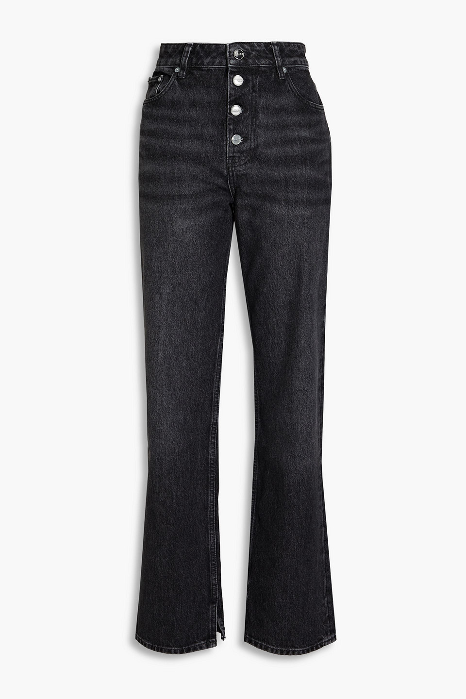 Faded high-rise straight-leg jeans