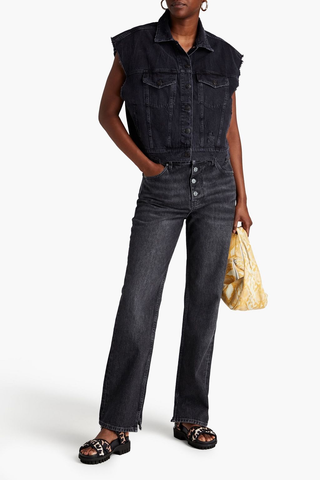 GANNI Faded high-rise straight-leg jeans