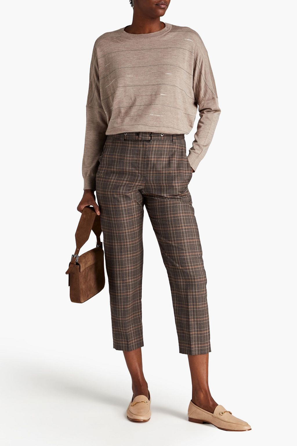 BRUNELLO CUCINELLI Cropped Karottenhose aus Wolle mit Karomuster