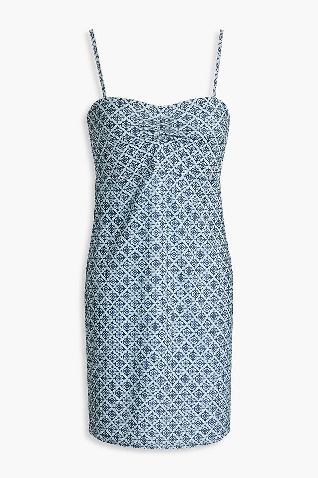 Samara Paloma gathered printed stretch-jersey mini dress