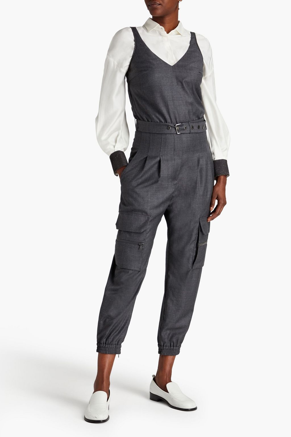 BRUNELLO CUCINELLI Jumpsuit aus Wolle mit Verzierung und Falten