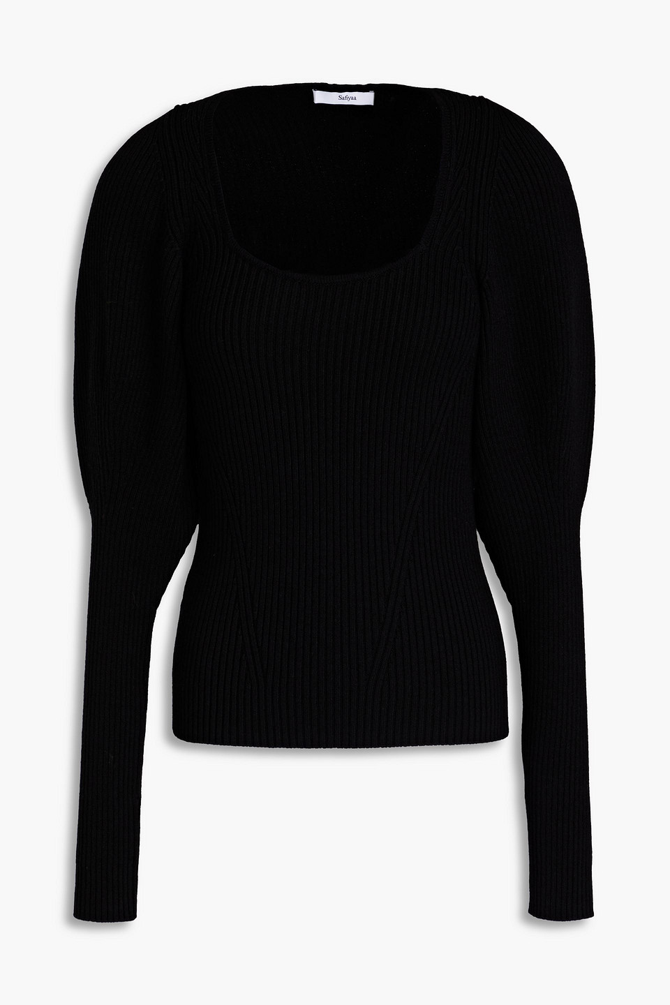 Safiyaa Louise Ribbed Wool-blend Jumper In Black