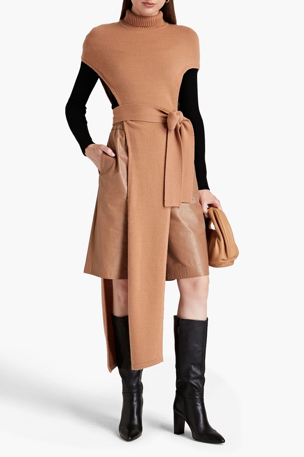 SAFIYAA Jodine belted cashmere turtleneck sweater