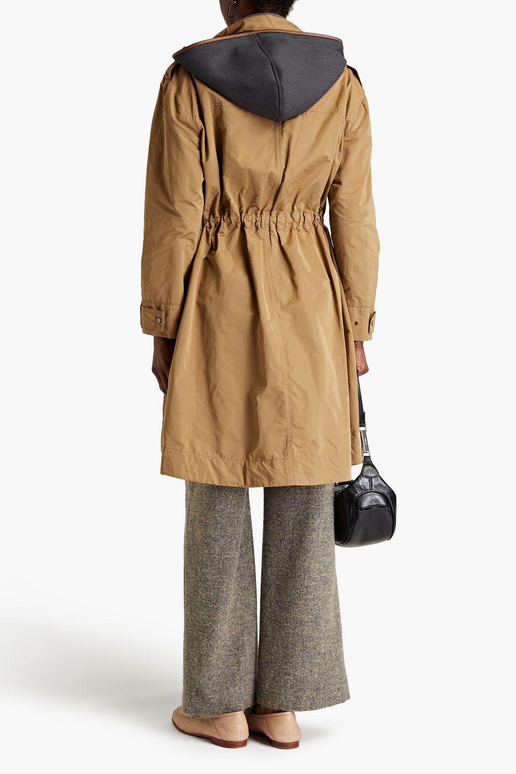 BRUNELLO CUCINELLI Leather-trimmed shell hooded parka