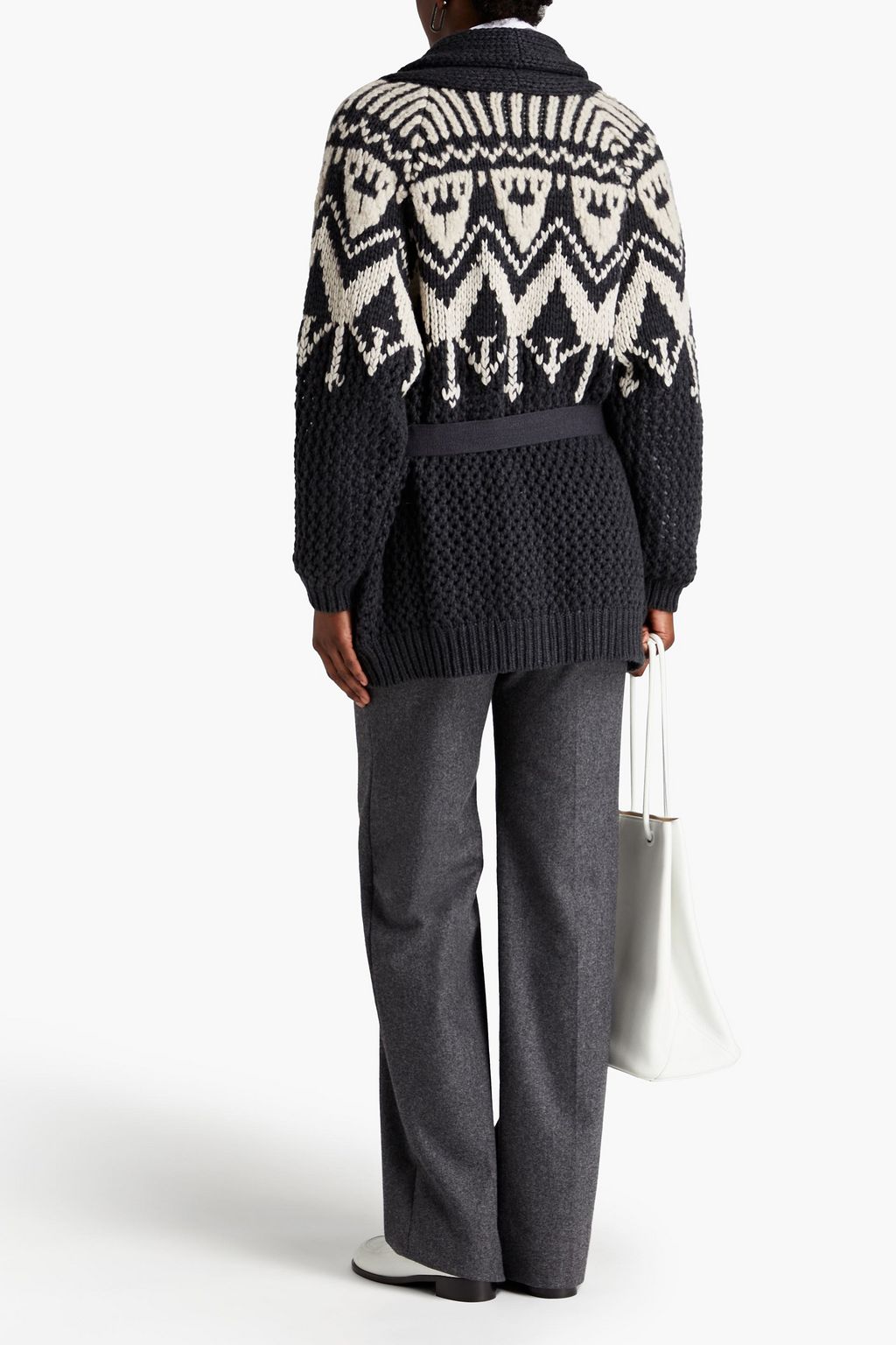 BRUNELLO CUCINELLI Embellished open-knit cashmere and silk-blend cardigan