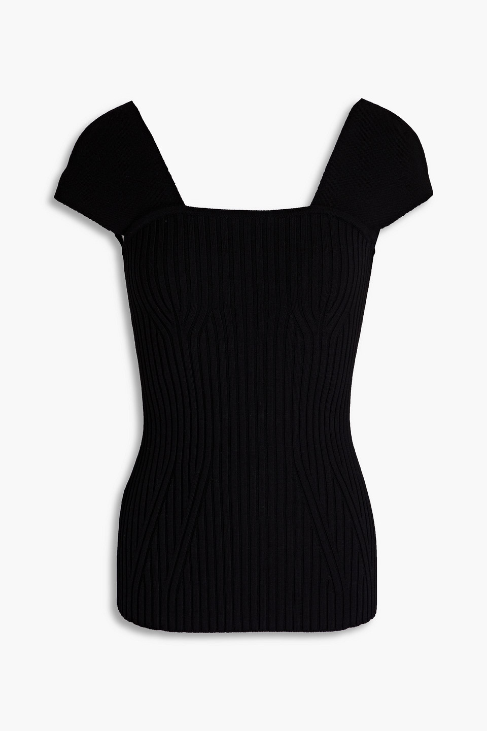 Safiyaa Ribbed-knit Top In Black