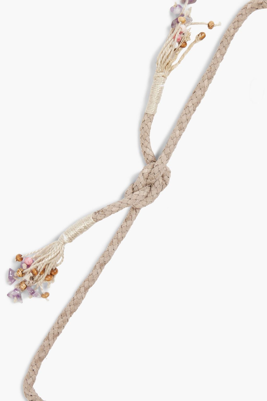 ETRO Suede, feather, shell and multi-stone necklace