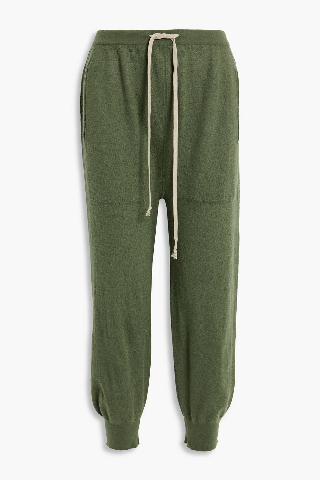 Army green Brushed cashmere track pants | RICK OWENS | THE OUTNET