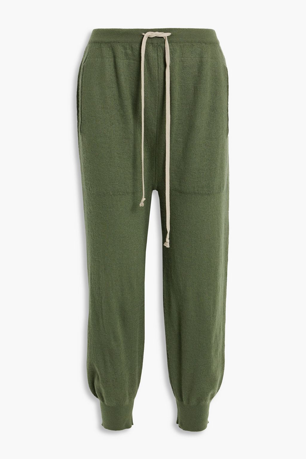 Army green Brushed cashmere track pants | RICK OWENS | THE OUTNET