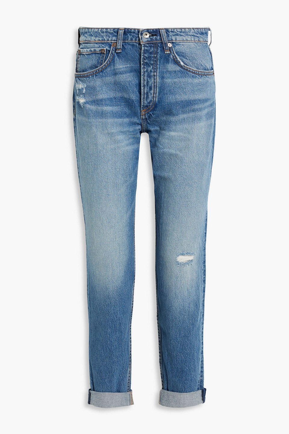 Rag & Bone Rosa Distressed Boyfriend Jeans In Light Denim