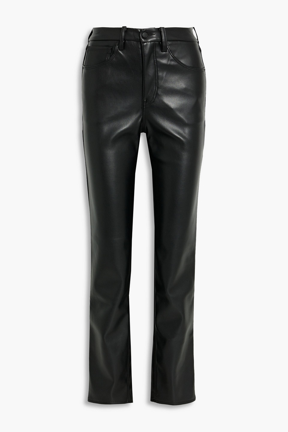 Shop Good American Faux Leather Straight-leg Pants In Black