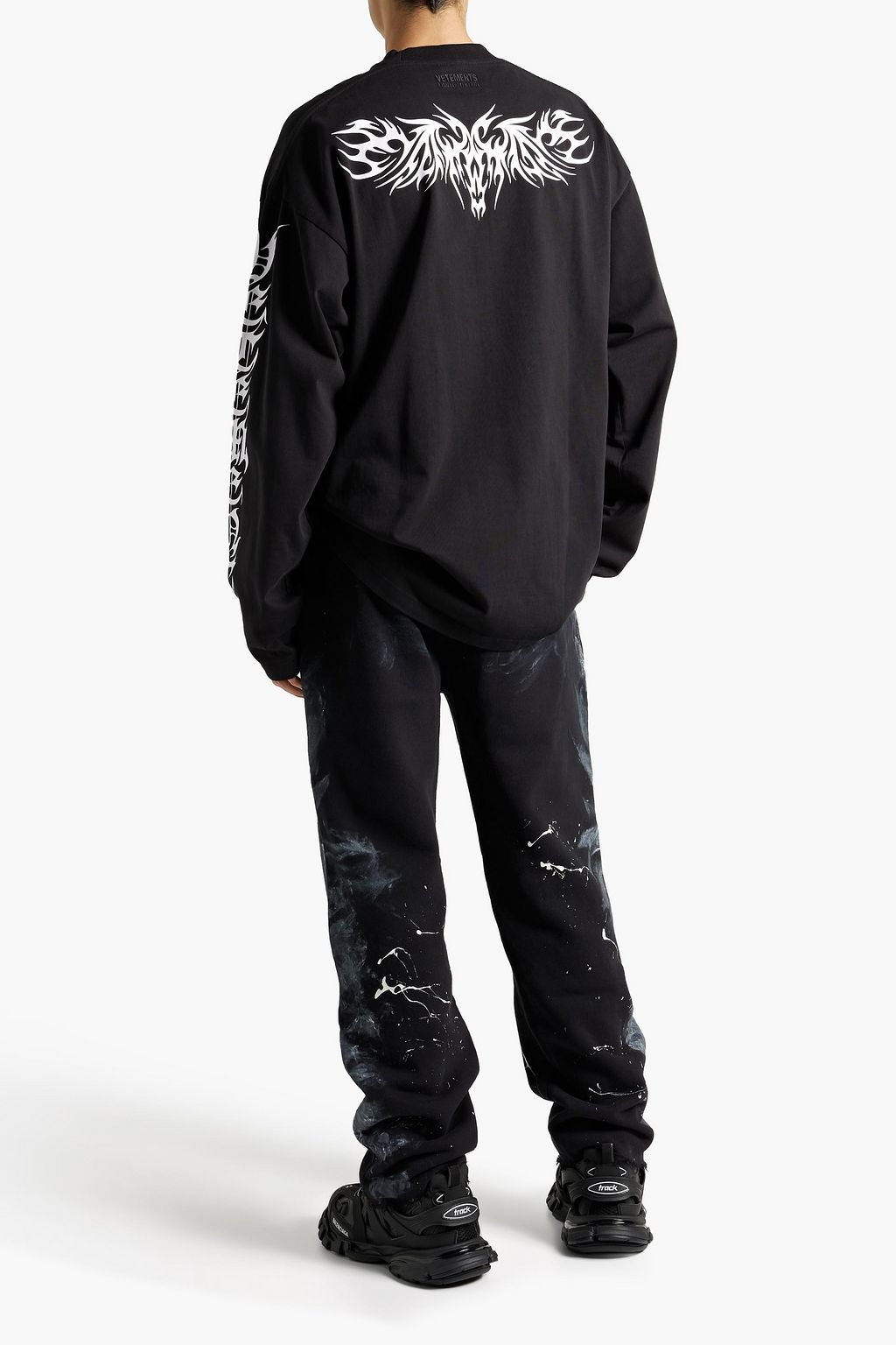 BALENCIAGA Frayed painted cotton-fleece sweatpants