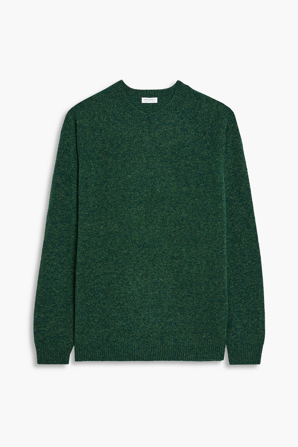 sunspel - mélange wool sweater - green - xl
