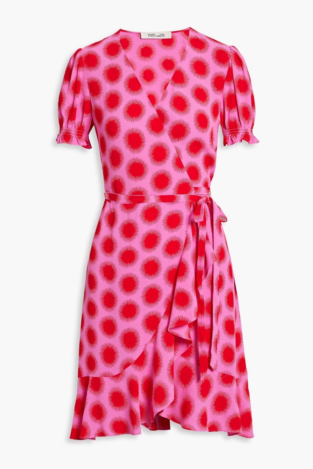 DIANE VON FURSTENBERG Emilia ruffled printed crepe mini wrap dress ...