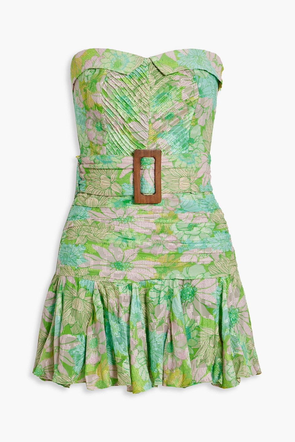 HEMANT & NANDITA Nadia strapless pintucked floral- jacquard mini dress |  Smart Closet