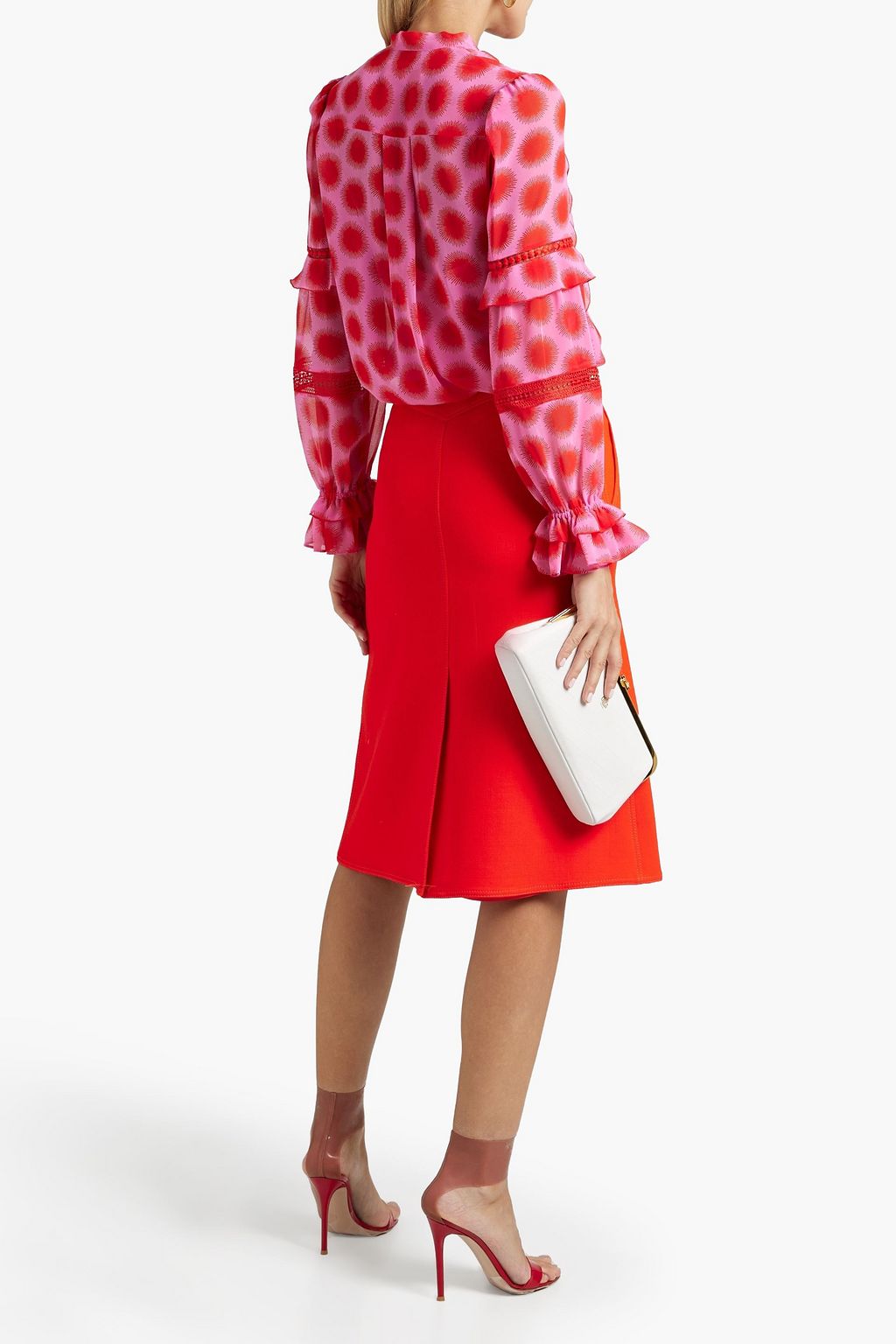 DIANE VON FURSTENBERG シフォン ブラウス ラッフル付き レオパードプリント