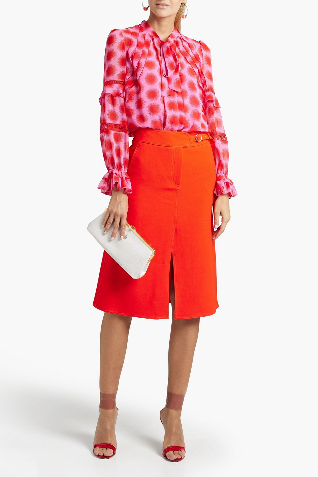 DIANE VON FURSTENBERG シフォン ブラウス ラッフル付き レオパードプリント