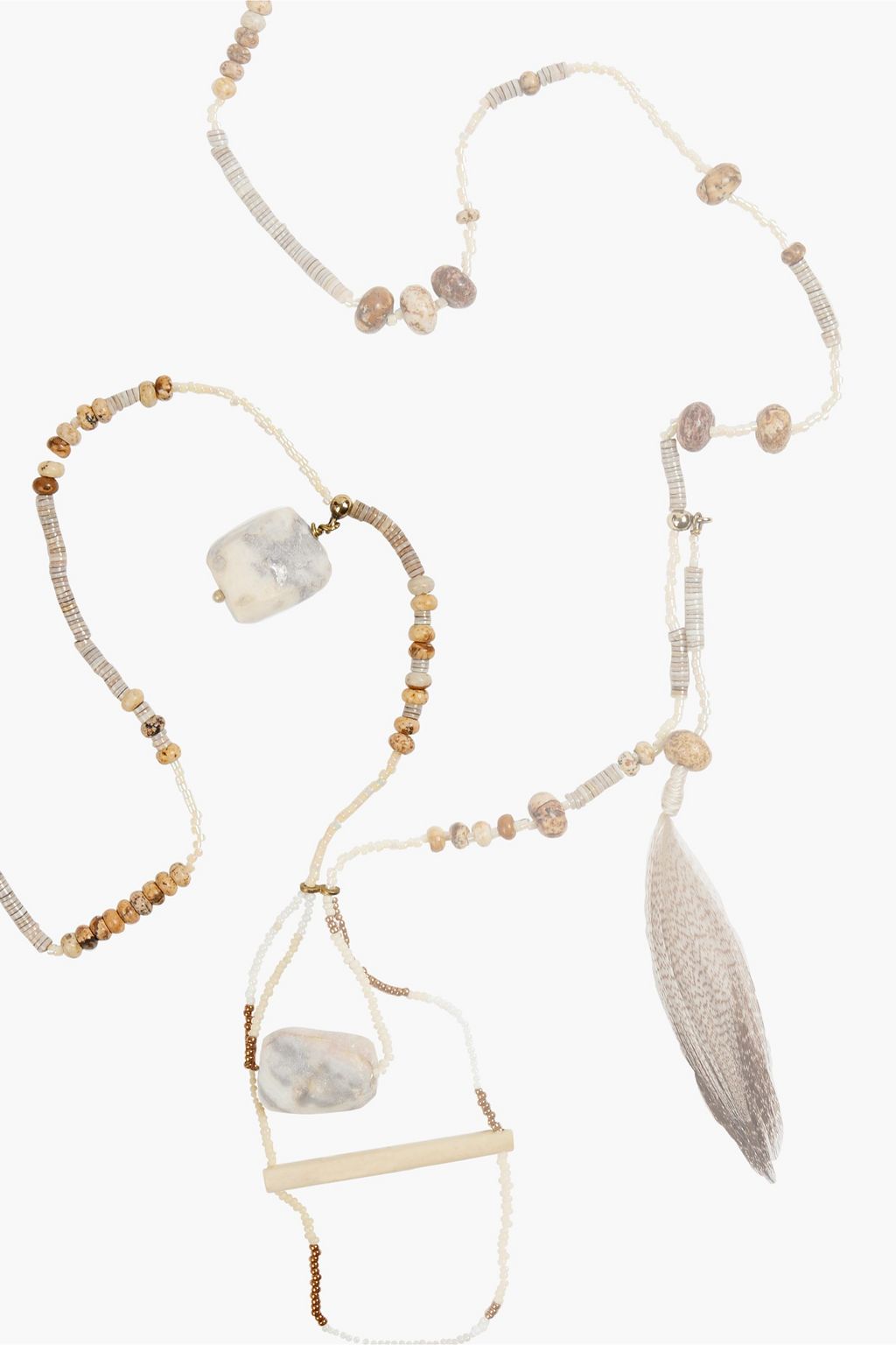 ETRO Feather, shell and multi-stone necklace