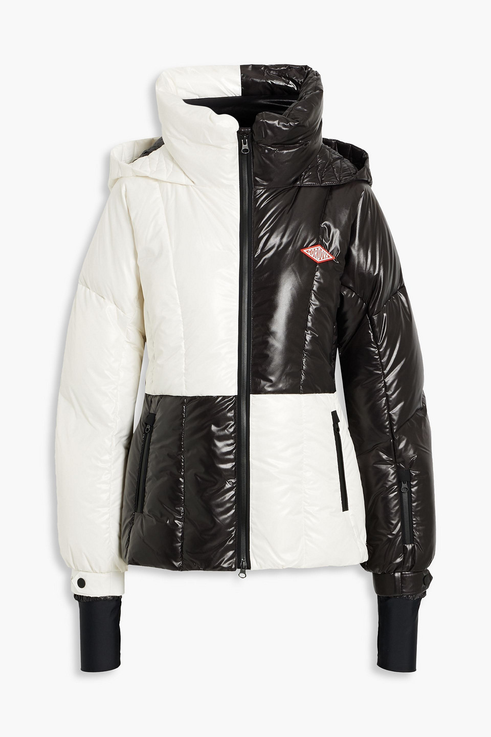 Cordova Monterosa Quilted Two-tone Hooded Down Ski Jacket In Black