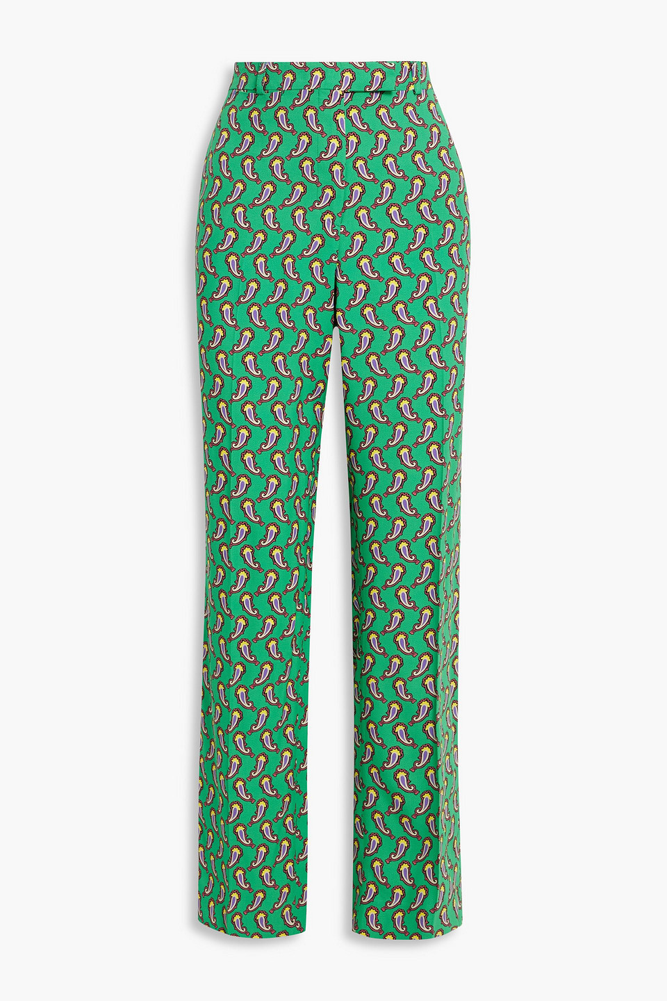 Etro Printed Twill Straight-leg Pants In Green