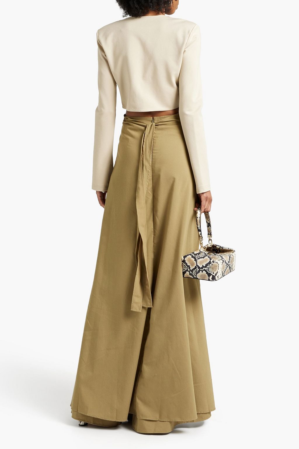 ANDREA IYAMAH Layered floral-print woven wide-leg pants