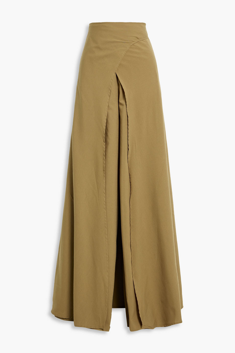 Andrea Iyamah Thema Layered Cotton-blend Wide-leg Pants In Sage Green