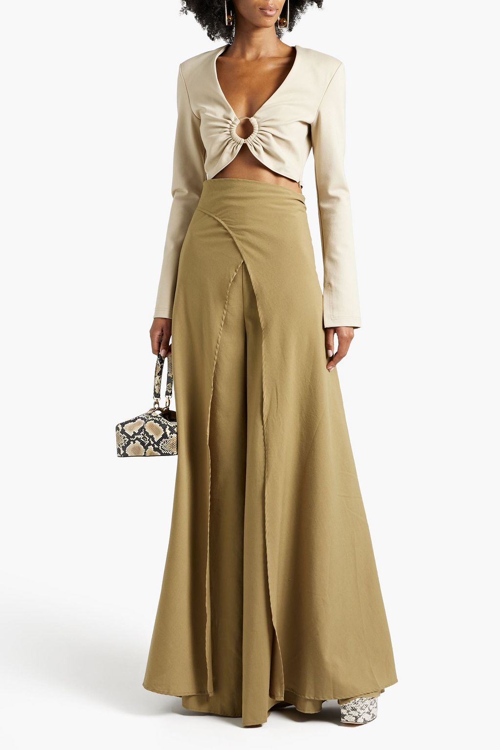 ANDREA IYAMAH Layered floral-print woven wide-leg pants