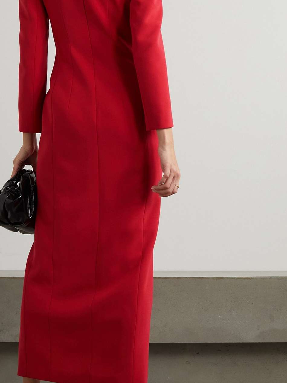tao knotted cutout crepe midi dress