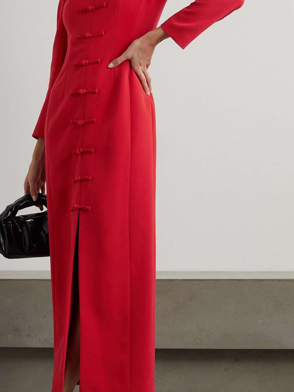 tao knotted cutout crepe midi dress