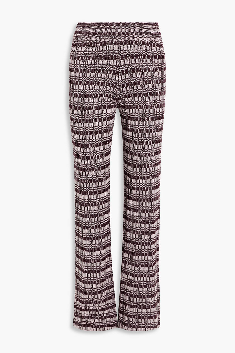 cordova - chalet checked ribbed merino wool flared pants - pink - xs
