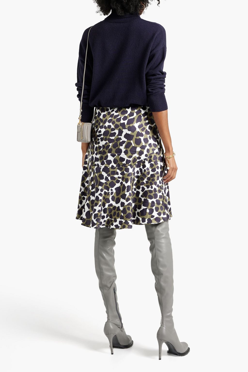 BY MALENE BIRGER Leela 레오파드 프린트 새틴 플루티드 스커트