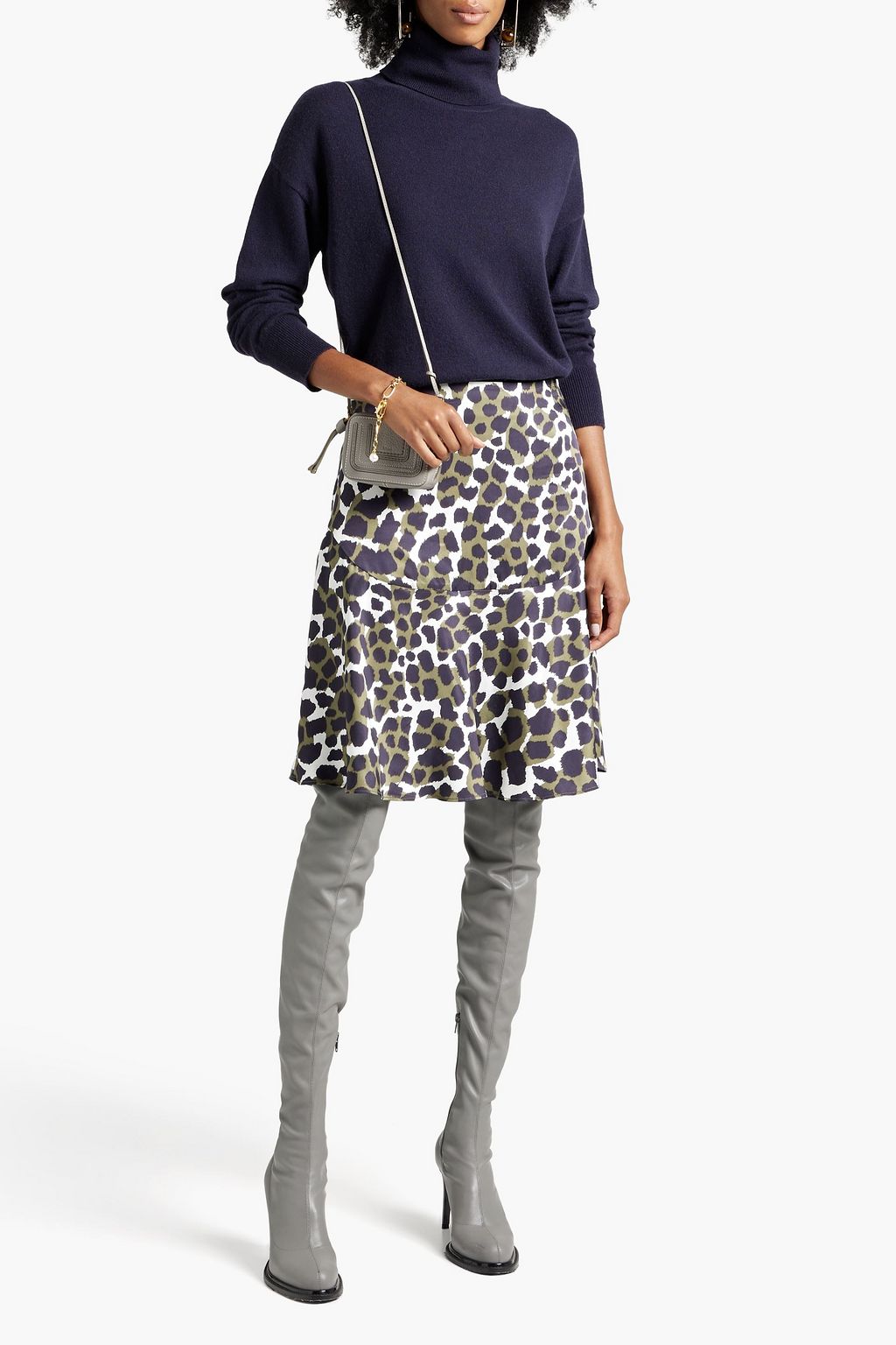 BY MALENE BIRGER Leela 레오파드 프린트 새틴 플루티드 스커트