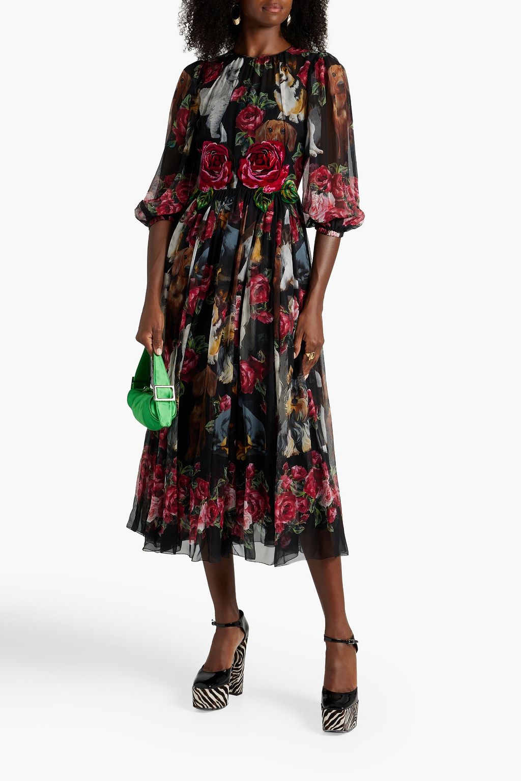 DOLCE&GABBANA Printed silk-chiffon midi dress