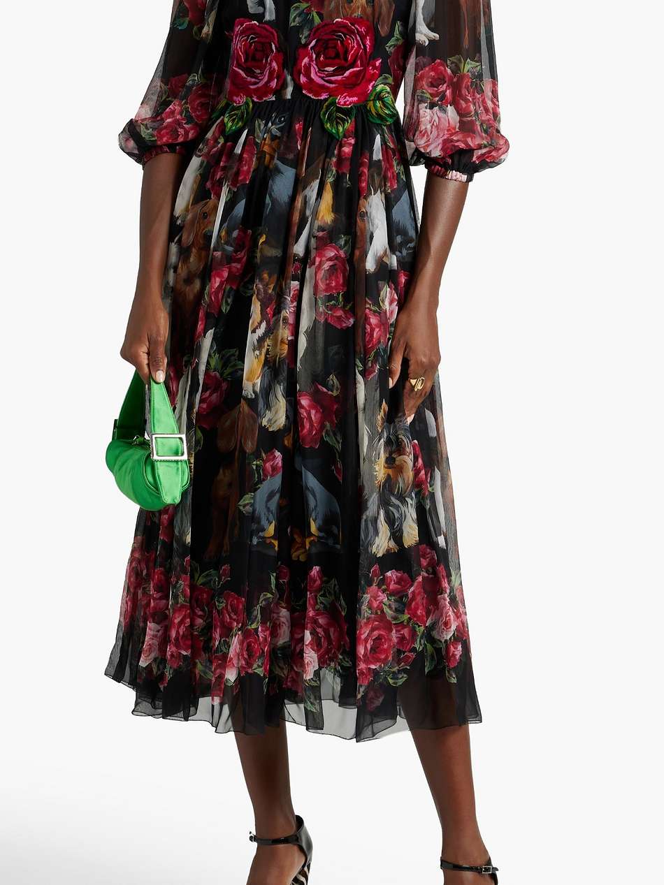 printed silk-chiffon midi dress